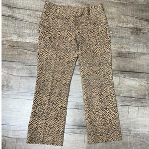 Harold's Trouser Pants Women Size 6 Brown Zig Zag Print Cropped Mid-Rise Capris